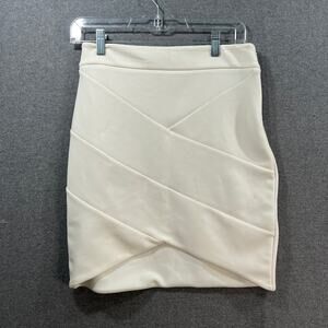 Express Skirt High-Low Asymmetrical Mini Skirt Cream Color Size 4